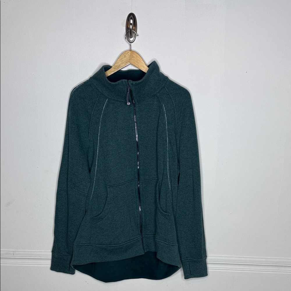 Lululemon Oversized Scuba Funnel Neck. Dark Green Zip-Up. XL/XXL. Fleece Lined.